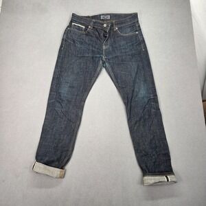 Modified Jeans Mens Blue Dark Wash Selvedge Denim Straight Fits 30x31